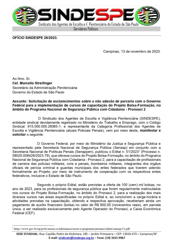 Of+¡cio 28-2023 - Secret+írio da SAP - Averigua+º+úo pela n+úo ades+úo de parceria com o Governo Federal_page-0001